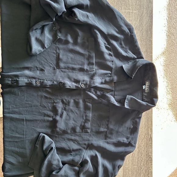 Nicole Miller Black Sheer Button-Up Top – Clean Girl - Picture 4 of 5
